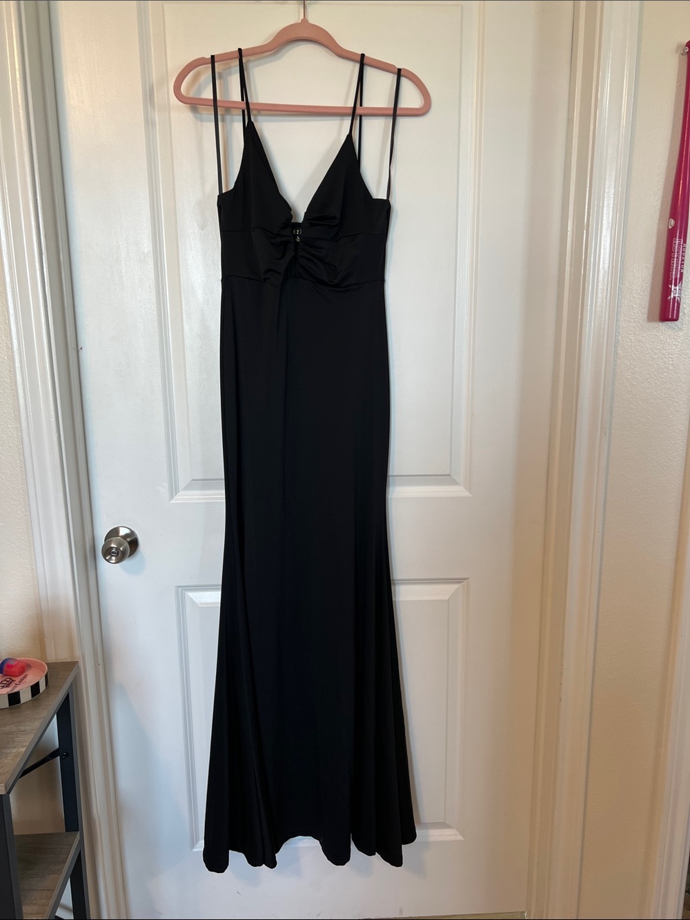 Sleek Black Maxi Dress with Double Spaghetti Straps